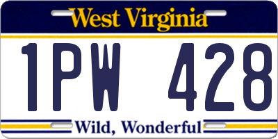 WV license plate 1PW428