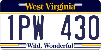 WV license plate 1PW430