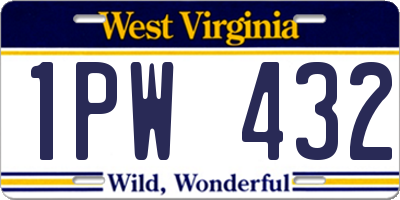 WV license plate 1PW432