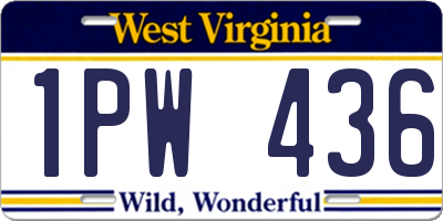 WV license plate 1PW436