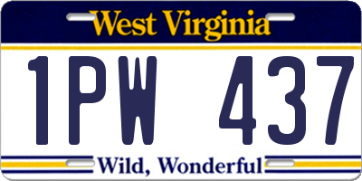 WV license plate 1PW437