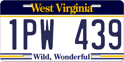 WV license plate 1PW439