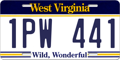 WV license plate 1PW441