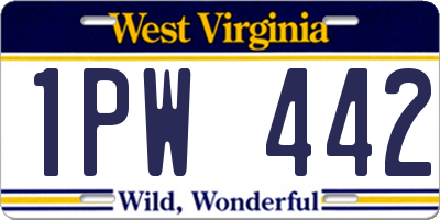 WV license plate 1PW442
