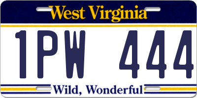 WV license plate 1PW444