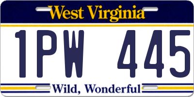 WV license plate 1PW445