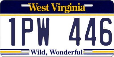 WV license plate 1PW446