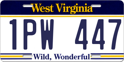 WV license plate 1PW447