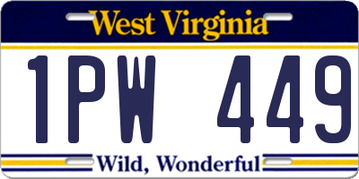 WV license plate 1PW449