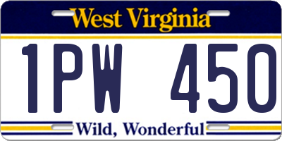 WV license plate 1PW450