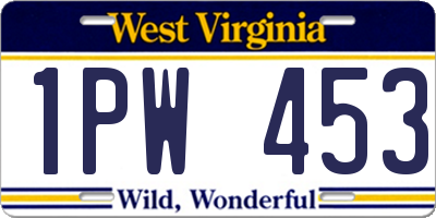WV license plate 1PW453