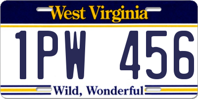 WV license plate 1PW456
