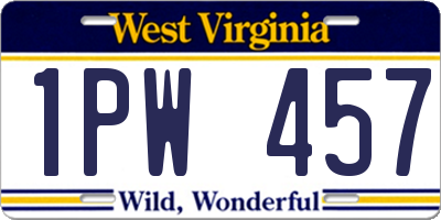 WV license plate 1PW457