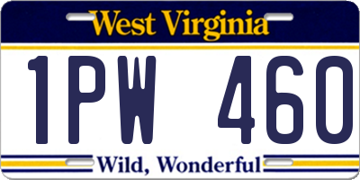 WV license plate 1PW460