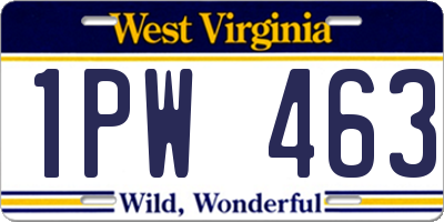 WV license plate 1PW463
