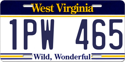 WV license plate 1PW465