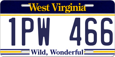 WV license plate 1PW466