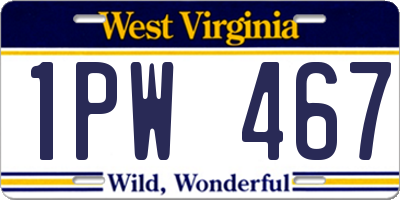 WV license plate 1PW467