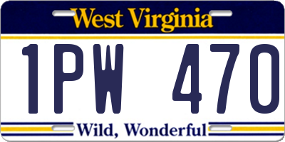 WV license plate 1PW470