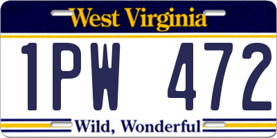 WV license plate 1PW472