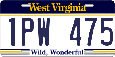 WV license plate 1PW475