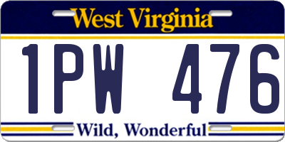 WV license plate 1PW476