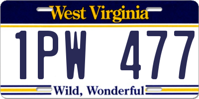 WV license plate 1PW477