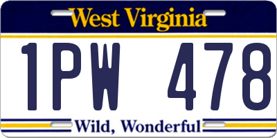WV license plate 1PW478