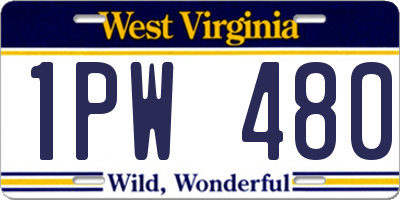 WV license plate 1PW480