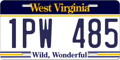 WV license plate 1PW485