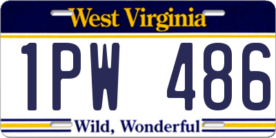 WV license plate 1PW486