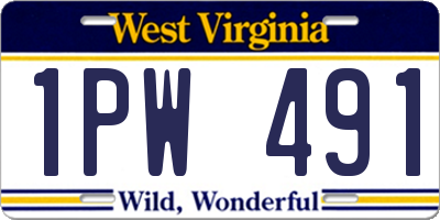 WV license plate 1PW491
