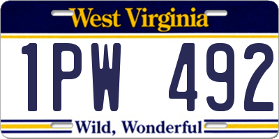 WV license plate 1PW492