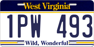 WV license plate 1PW493