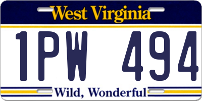 WV license plate 1PW494