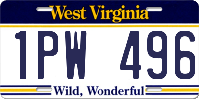 WV license plate 1PW496