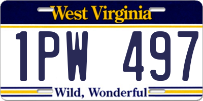 WV license plate 1PW497