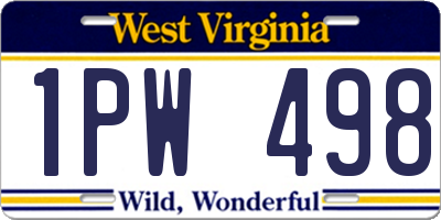 WV license plate 1PW498