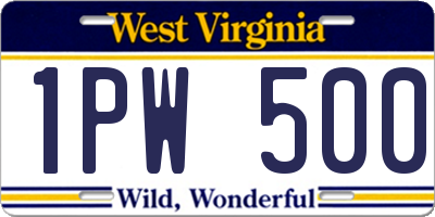 WV license plate 1PW500