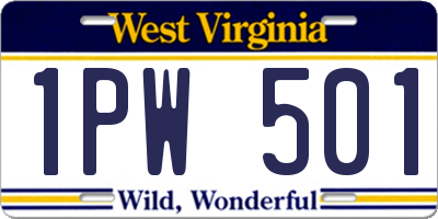 WV license plate 1PW501