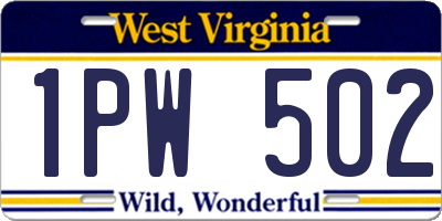 WV license plate 1PW502