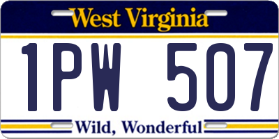 WV license plate 1PW507