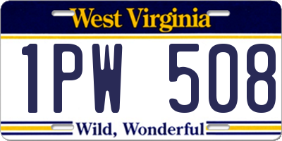 WV license plate 1PW508