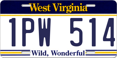 WV license plate 1PW514