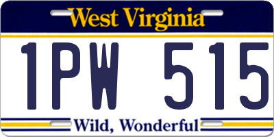 WV license plate 1PW515