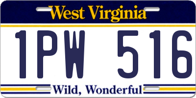 WV license plate 1PW516