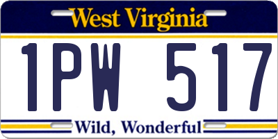 WV license plate 1PW517
