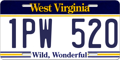 WV license plate 1PW520