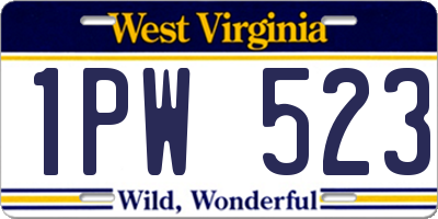 WV license plate 1PW523