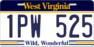 WV license plate 1PW525